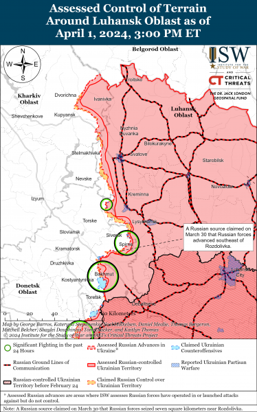 
Росіяни наступають під Авдіївкою і на лівому березі в Херсонській області: карти ISW 