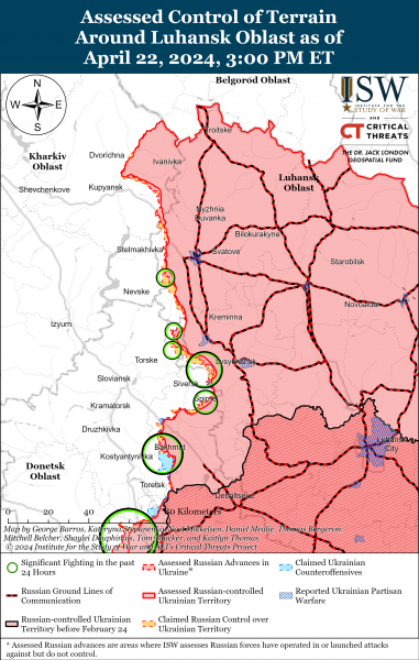 
ЗСУ стримують окупантів під Часовим Яром, ворог просунувся біля Авдіївки: карти ISW 