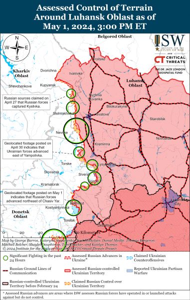 
Окупанти тиснуть під Часовим Яром на біля Авдіївки: карти ISW 
