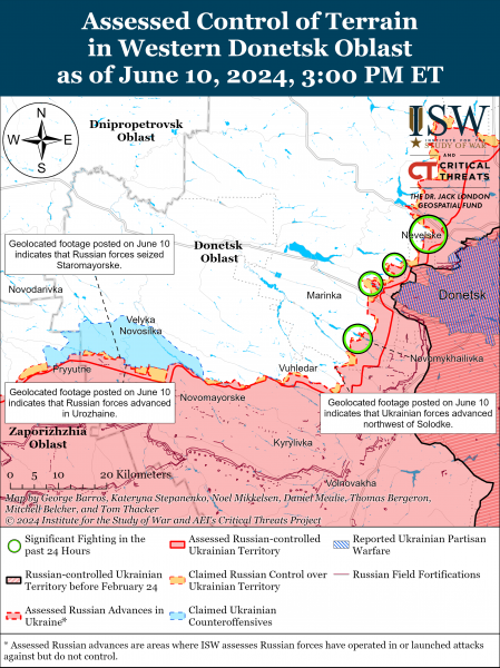 
ЗСУ відновили позиції під Донецьком, а РФ могла окупувати Старомайорське: карти ISW 