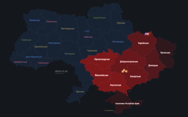 
У низці областей оголошено повітряну тривогу: Росія атакує Україну дронами 