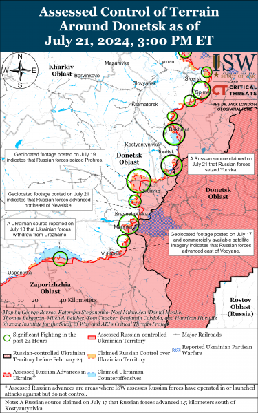 
Росіяни просунулися у Донецькій і Луганській областях, у Харківській українці контратакують: карти ISW 