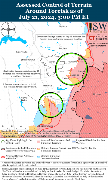 
Росіяни просунулися у Донецькій і Луганській областях, у Харківській українці контратакують: карти ISW 