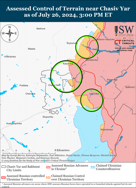 
Росіяни, імовірно, захопили два села у Донецькій області: карти ISW 