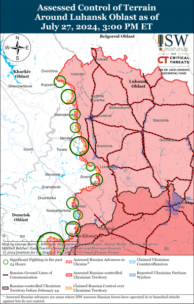 
ЗСУ просунулися у Вовчанську і відновили позиції біля Торецька: карти ISW 