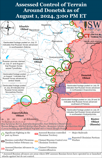 
Окупанти просунулися поблизу Сватового, Часового Яру і коло Донецька: карти ISW 