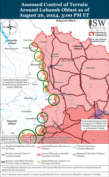 
Росіяни просунулись майже на всіх напрямках в Донецькій області: карти ISW 