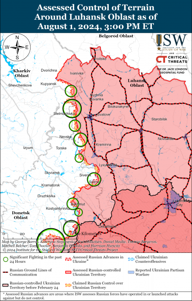 
Окупанти просунулися поблизу Сватового, Часового Яру і коло Донецька: карти ISW 