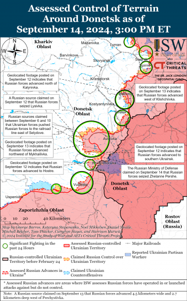 
ЗСУ наступають у Глушковському районі, ворог просунувся в Донецькій області: карти ISW 