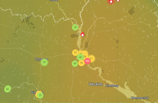 
У двох районах Київської області погіршився стан повітря 