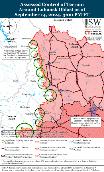 
ЗСУ наступають у Глушковському районі, ворог просунувся в Донецькій області: карти ISW 