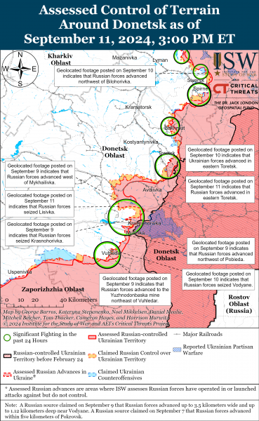 
Росіяни, імовірно, захопили два села на Покровському напрямку: карти ISW 