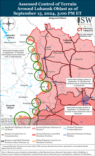 
Росіяни просунулися на трьох напрямках в Україні, а також у Курській області: карти ISW 