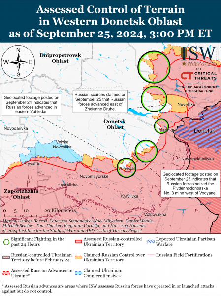 
ЗСУ відвойовують позиції у Вовчанську, а ворог просунувся в районі Вугледара: карти ISW 