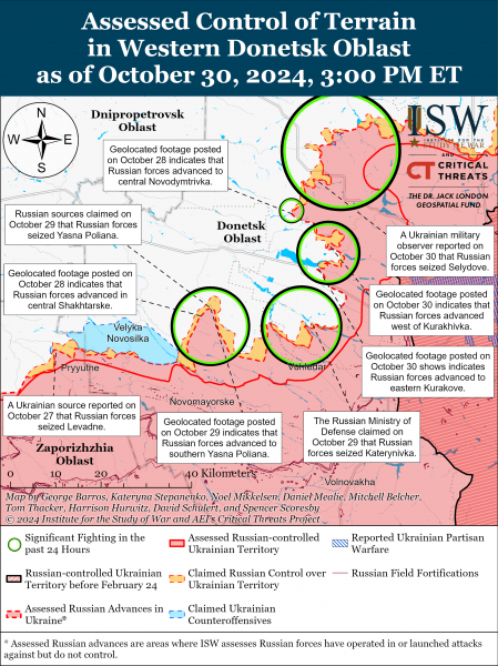 
Окупанти просунулися на п'яти напрямках, включаючи Курський: карти ISW 