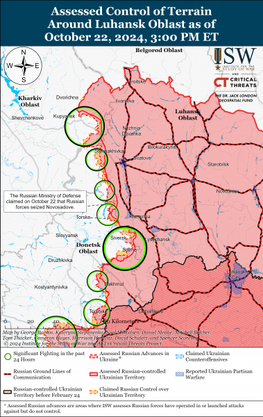 
Росіяни просунулися в Курській області, а також в районі Курахового та Вугледару: карти ISW 