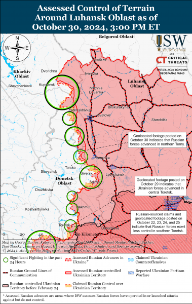 
Окупанти просунулися на п'яти напрямках, включаючи Курський: карти ISW 