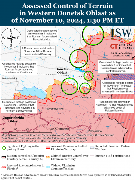 
Російські окупанти просунулися в Україні лише на одному напрямку: карти ISW 