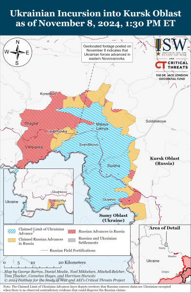 
ЗСУ просунулися у Курській області, а ворог тисне на Донбасі: карти ISW 