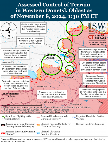 
ЗСУ просунулися у Курській області, а ворог тисне на Донбасі: карти ISW 