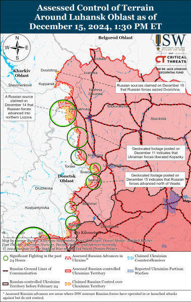 
Ворог просунувся під Сіверськом і Торецьком, Покровськом і Вугледаром: карти ISW 