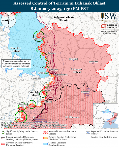 
Ворог просунувся в Курській області, під Торецьком і Кураховим: карти ISW 