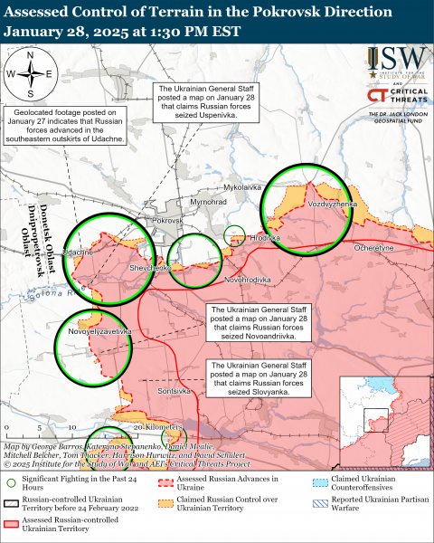 
ISW: ЗСУ мали успіх біля Покровська і Торецька, РФ тисне у 2 областях, а КНДР "довоювалася" 