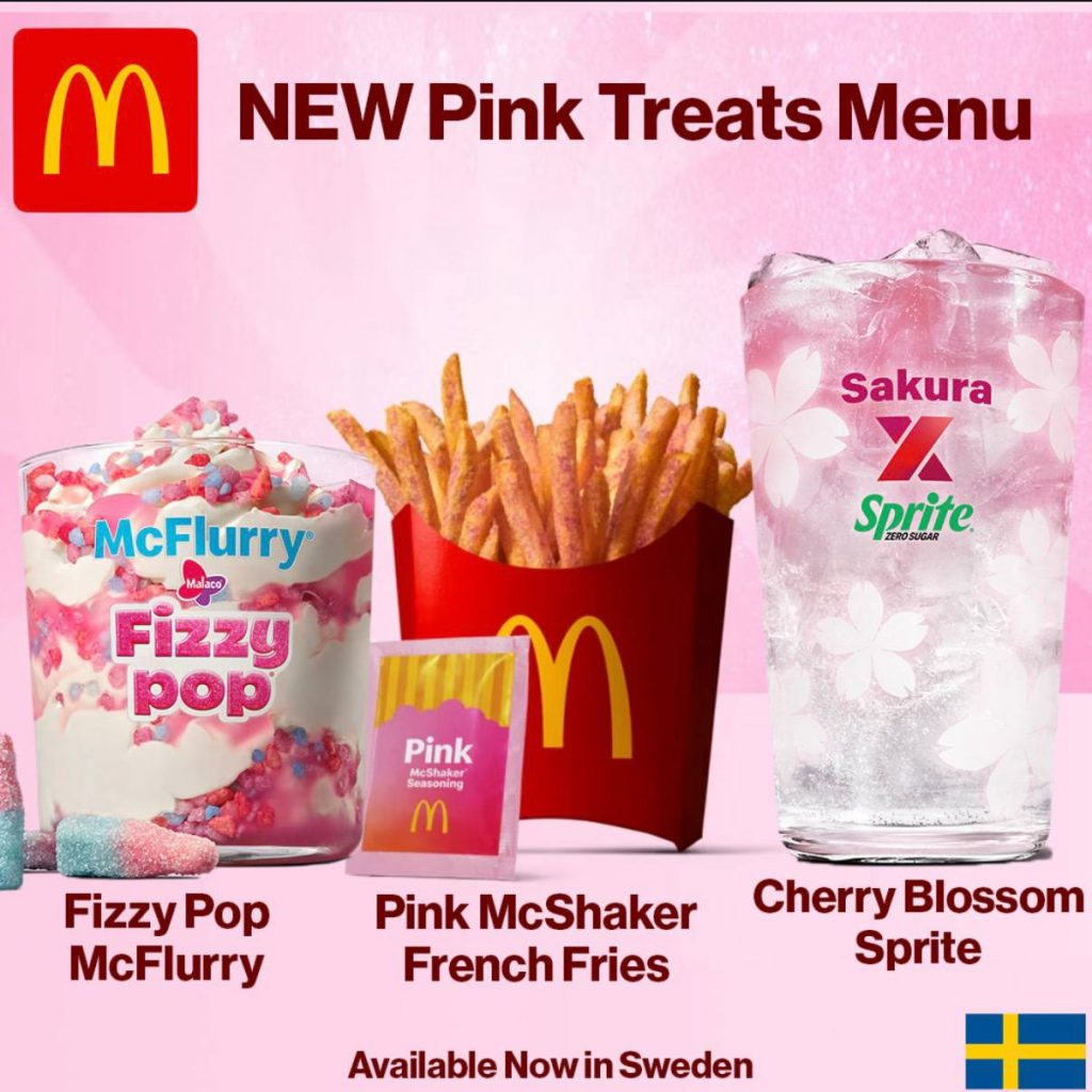 McDonald’s запустив рожеве меню Pink Treats у Швеції: чи з’являться Sakura Sprite, McFlurry та рожеві фрі в Україні