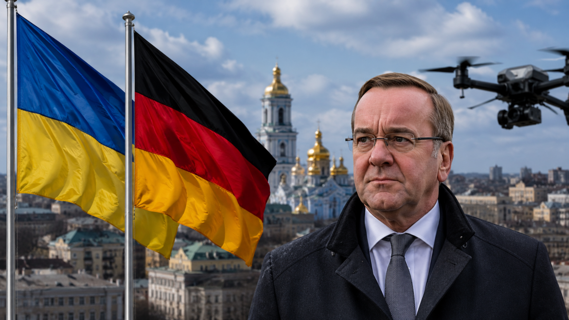 Міністр оборони Німеччини прибув до Києва для переговорів про дрони, спільне виробництво зброї та оборонні технології.