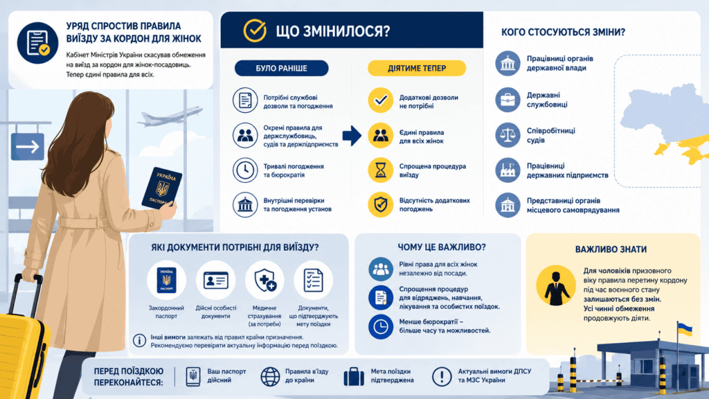 Кому дозволили вільний виїзд за кордон в Україні: Кабмін скасував обмеження для жінок-посадовиць
