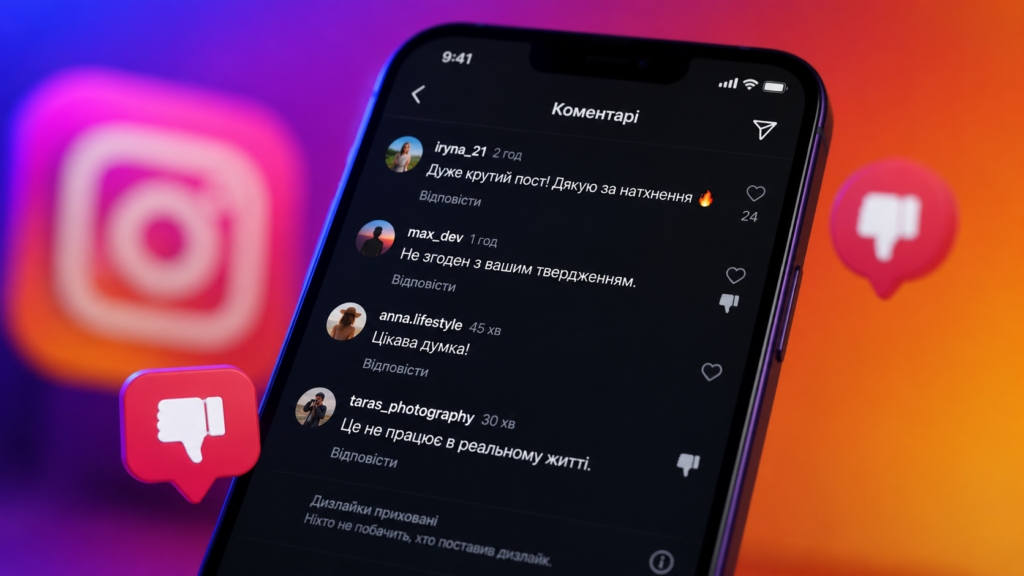 Instagram запустив приховані дизлайки: що зміниться для коментарів у 2026 році