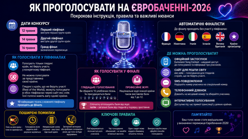 Як проголосувати на Євробаченні-2026: покрокова інструкція, правила голосування та важливі нюанси