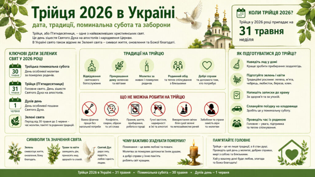 Коли Трійця 2026 в Україні: дата, поминальна субота, традиції та головні заборони
