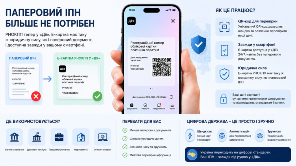 Паперовий ІПН більше не потрібен: як працює цифровий РНОКПП у «Дії» та що зміниться для українців