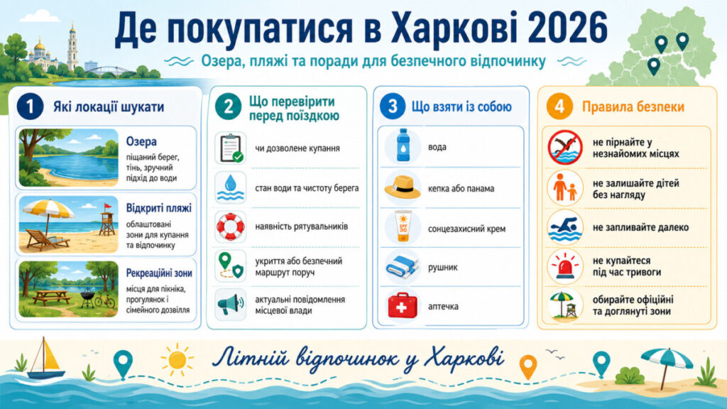 Які пляжі відкриті в Харкові у 2026 році: список озер, маршрути й заборона купання