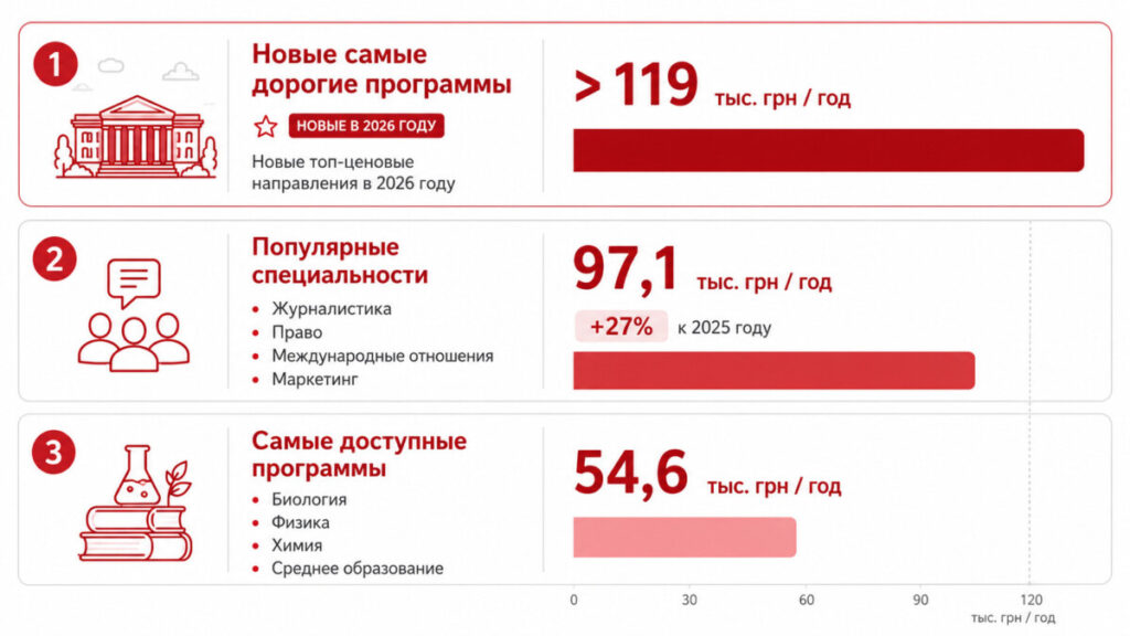 Вартість навчання в КНУ у 2026 році зросла до 119 тисяч гривень: ціни за спеціальностями