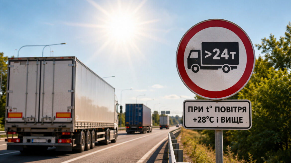Обмеження руху вантажівок у Києві ввели через спеку: заборона стосується машин понад 24 тонни та діє за температури від +28 градусів.